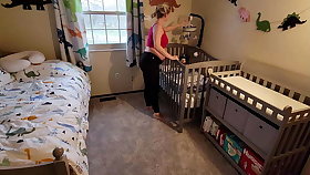 Pregnant Mom gets stuck in the air bunk and sprog has to come help her disentangled