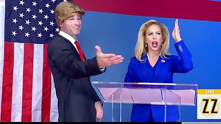 Trump gone mad on hot blonde parody with Cherie DeVille